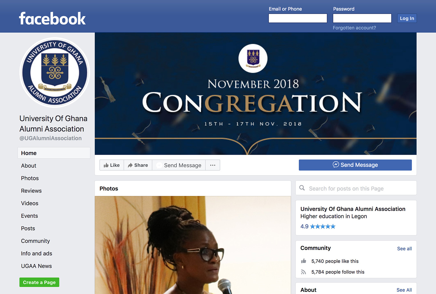 University Of Ghana Alumni Association Facebook page